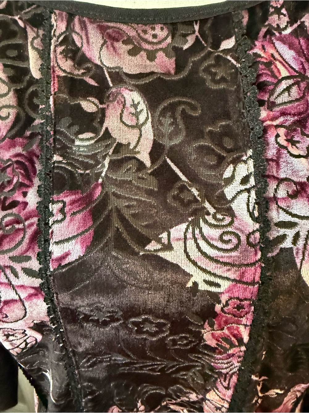 Y2K Dressbarn Women’s Velvet Burnout Fairy Grunge Whimsigoth Top Size XL Brown - Picture 4 of 12
